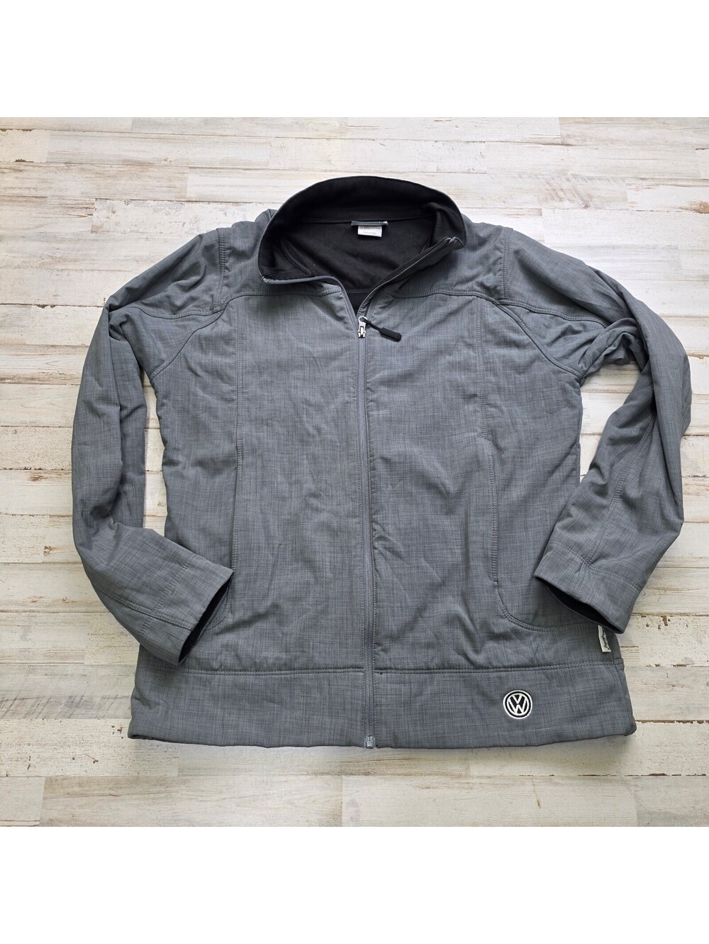 Volkswagen Women's L Gray Softshell Jacket Full Zip VW Logo Lightweight Coat